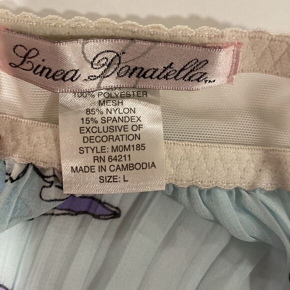 Linea Donatella lace trim floral print semi-sheer babydoll size L - Picture 5 of 6